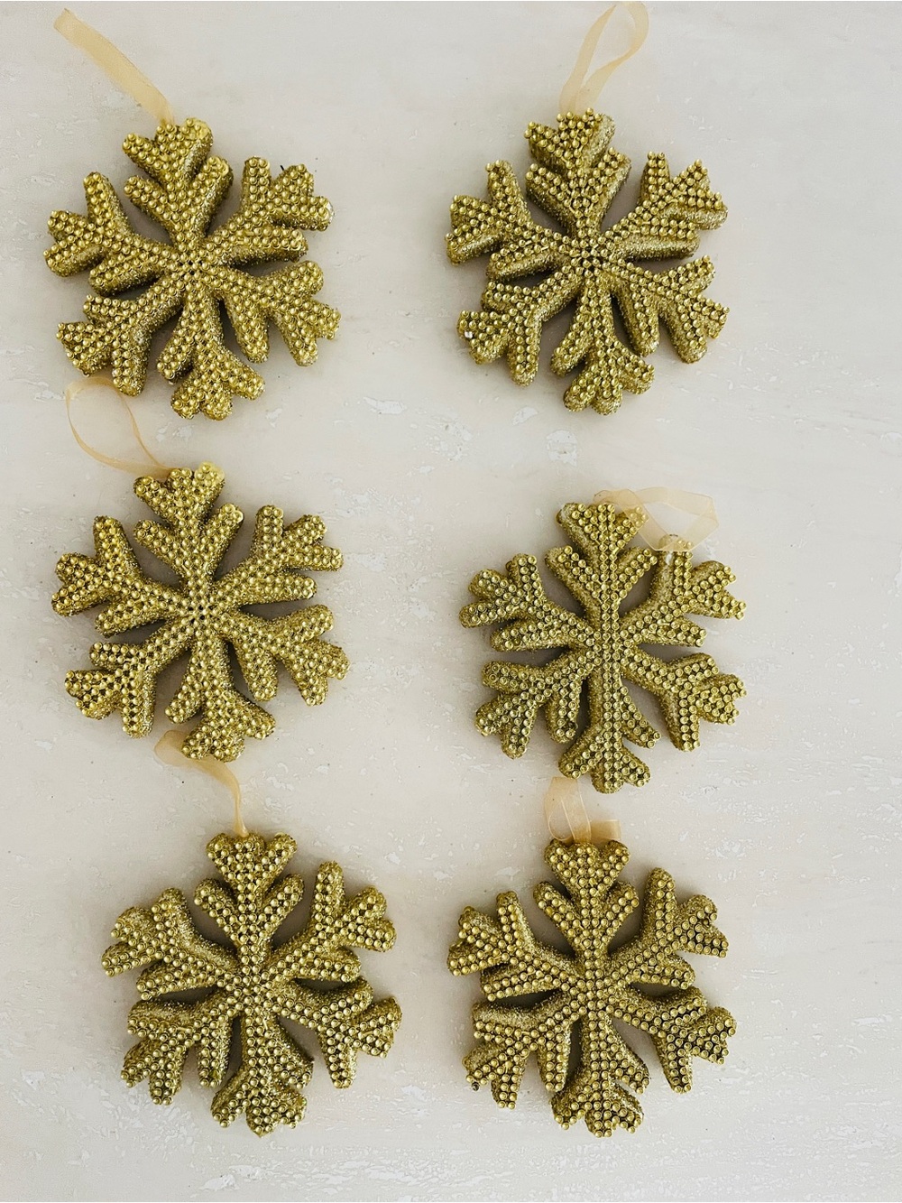 Set of 6 Gold Embellished Sparkling Snowflake Christmas Tree Ornament 6" x 1/2"